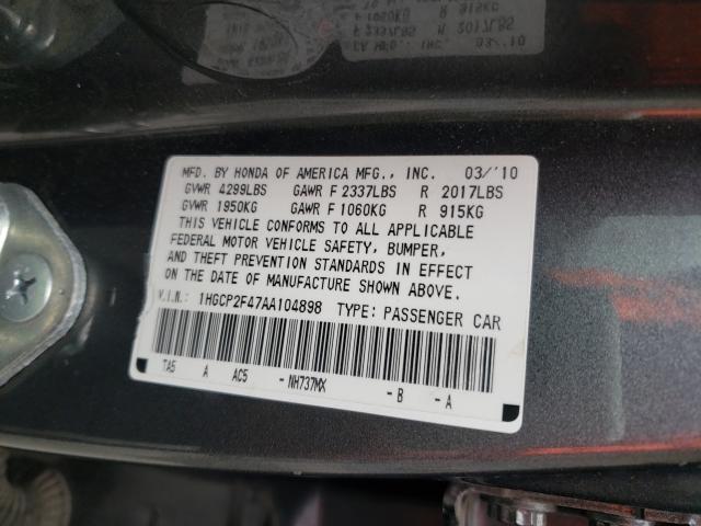 Photo 9 VIN: 1HGCP2F47AA104898 - HONDA ACCORD LXP 