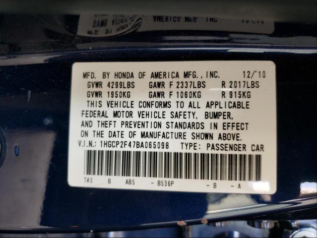 Photo 9 VIN: 1HGCP2F47BA065098 - HONDA ACCORD 