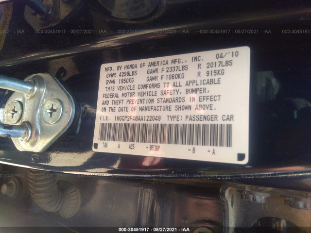 Photo 8 VIN: 1HGCP2F48AA122049 - HONDA ACCORD SDN 