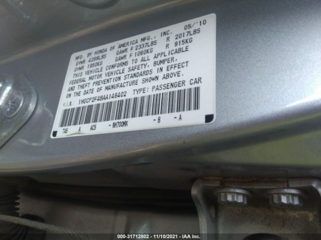 Photo 8 VIN: 1HGCP2F48AA146402 - HONDA ACCORD SDN 