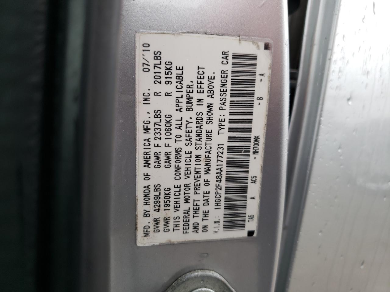 Photo 11 VIN: 1HGCP2F48AA177231 - HONDA ACCORD 