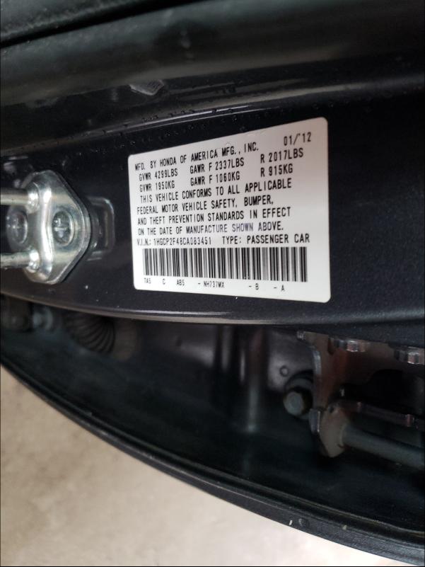 Photo 9 VIN: 1HGCP2F48CA083451 - HONDA ACCORD LXP 