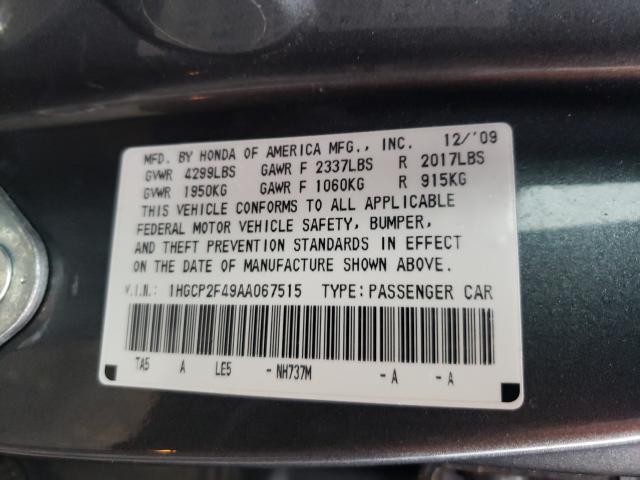 Photo 9 VIN: 1HGCP2F49AA067515 - HONDA ACCORD LXP 