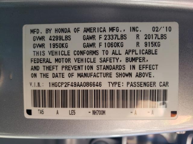 Photo 9 VIN: 1HGCP2F49AA086646 - HONDA ACCORD LXP 