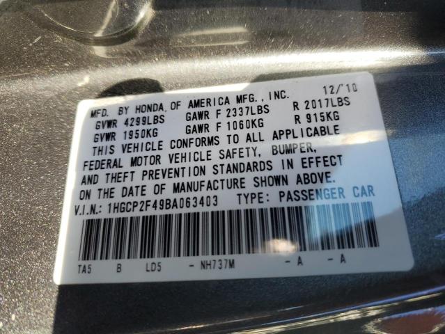 Photo 11 VIN: 1HGCP2F49BA063403 - HONDA ACCORD 