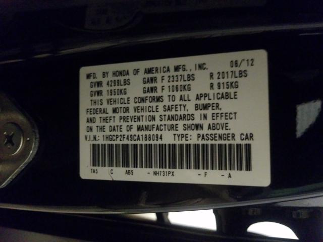 Photo 9 VIN: 1HGCP2F49CA188094 - HONDA ACCORD LXP 