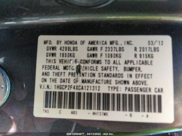 Photo 8 VIN: 1HGCP2F4XCA121312 - HONDA ACCORD SDN 