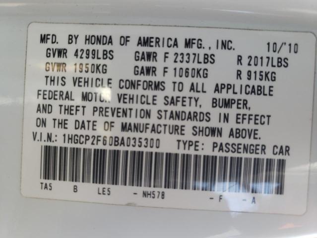 Photo 9 VIN: 1HGCP2F60BA035300 - HONDA ACCORD SE 