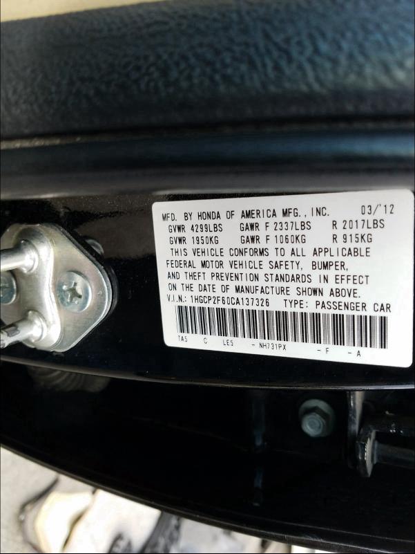 Photo 9 VIN: 1HGCP2F60CA137326 - HONDA ACCORD SE 