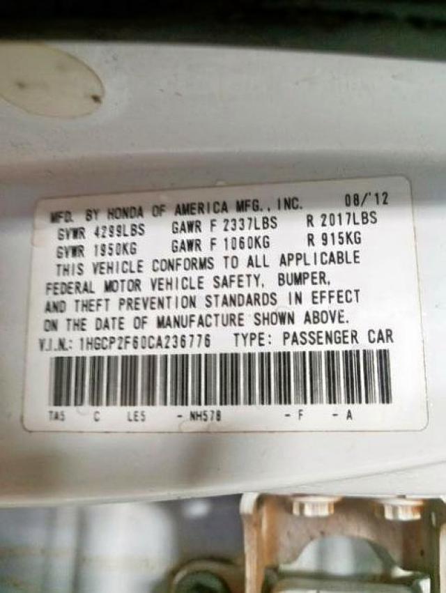 Photo 9 VIN: 1HGCP2F60CA236776 - HONDA ACCORD SE 