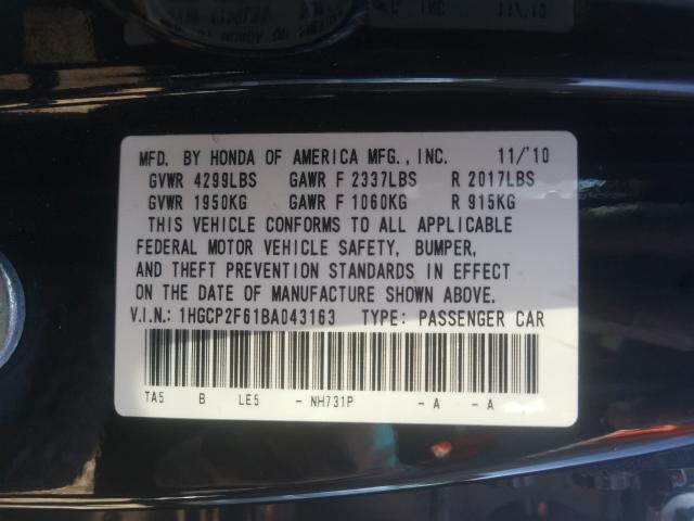 Photo 9 VIN: 1HGCP2F61BA043163 - HONDA ACCORD SE 