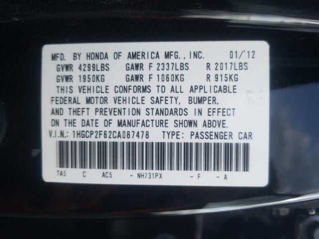 Photo 9 VIN: 1HGCP2F62CA087478 - HONDA ACCORD SE 