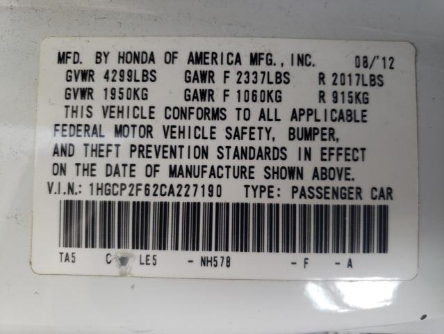 Photo 9 VIN: 1HGCP2F62CA227190 - HONDA ACCORD SE 