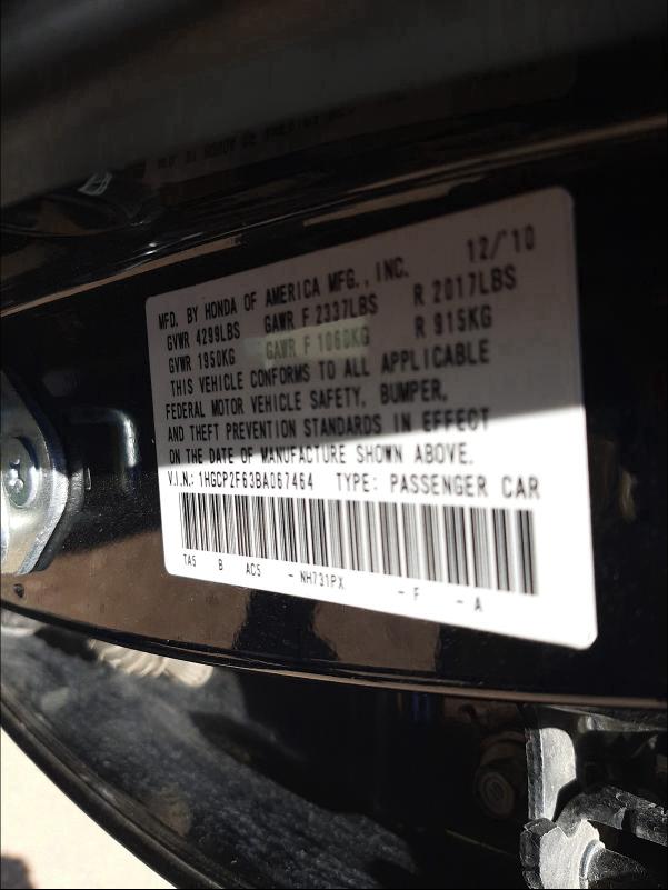 Photo 9 VIN: 1HGCP2F63BA067464 - HONDA ACCORD SE 