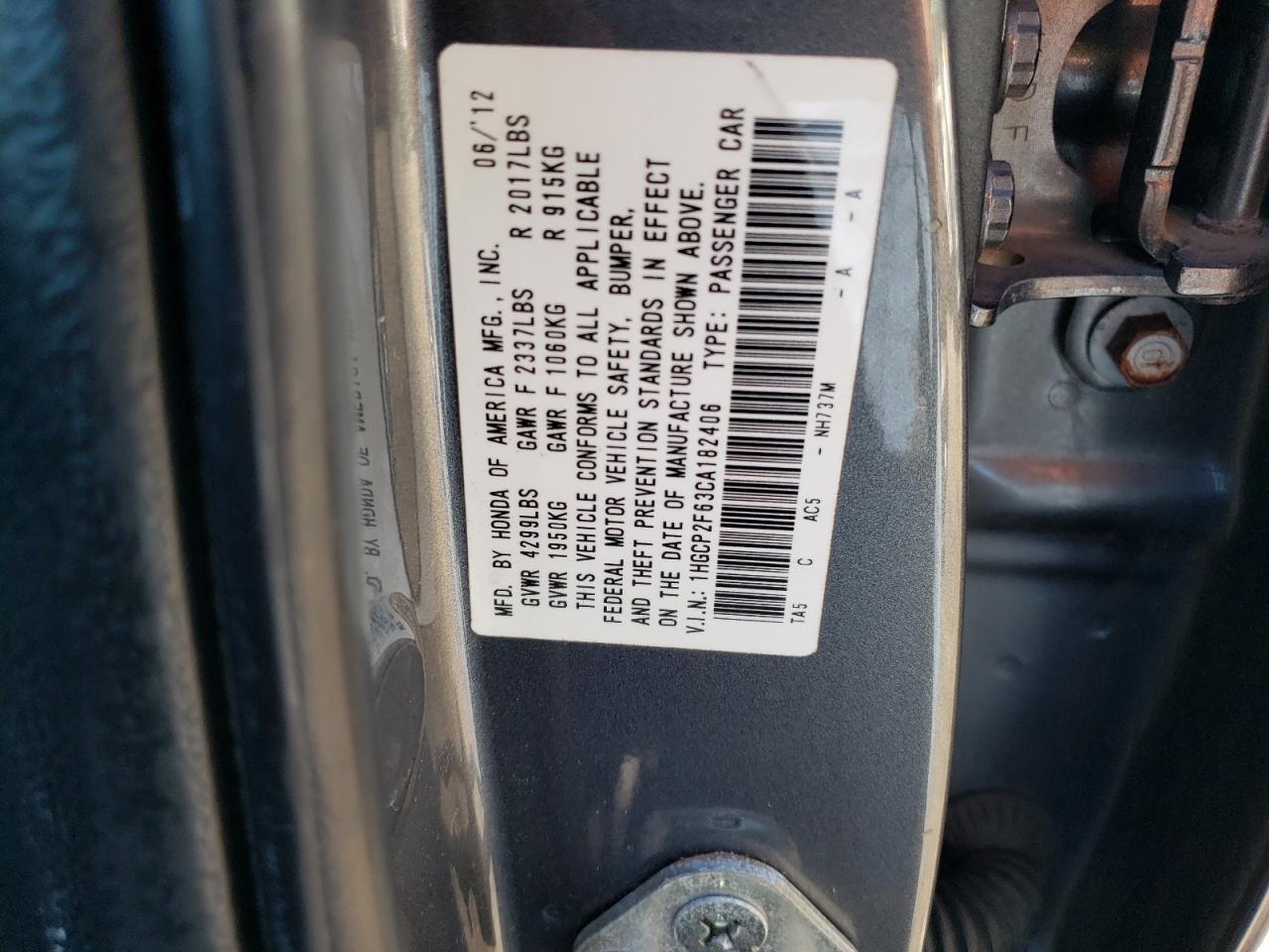 Photo 11 VIN: 1HGCP2F63CA182406 - HONDA ACCORD 