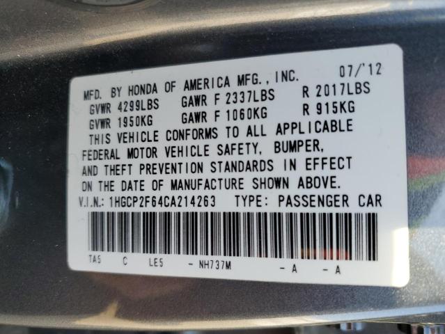 Photo 12 VIN: 1HGCP2F64CA214263 - HONDA ACCORD SE 