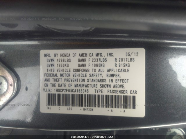 Photo 8 VIN: 1HGCP2F65CA168345 - HONDA ACCORD SDN 