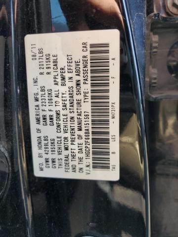 Photo 11 VIN: 1HGCP2F66BA151567 - HONDA ACCORD SE 