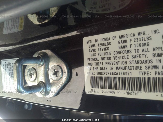 Photo 8 VIN: 1HGCP2F66CA169021 - HONDA ACCORD SDN 