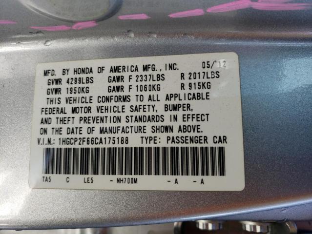 Photo 11 VIN: 1HGCP2F66CA175188 - HONDA ACCORD SE 