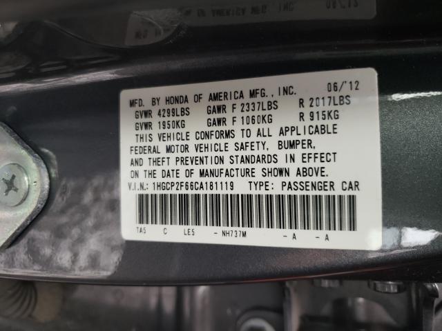 Photo 9 VIN: 1HGCP2F66CA181119 - HONDA ACCORD SE 