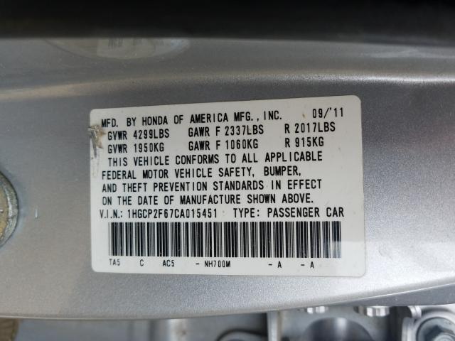 Photo 9 VIN: 1HGCP2F67CA015451 - HONDA ACCORD SE 