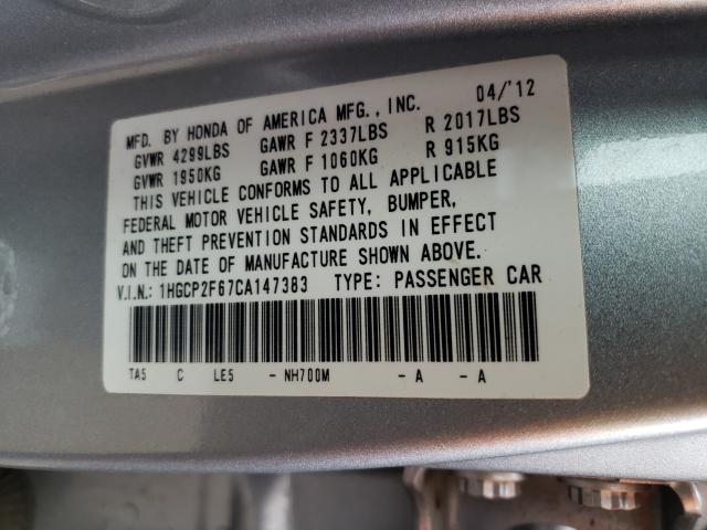 Photo 9 VIN: 1HGCP2F67CA147383 - HONDA ACCORD SE 