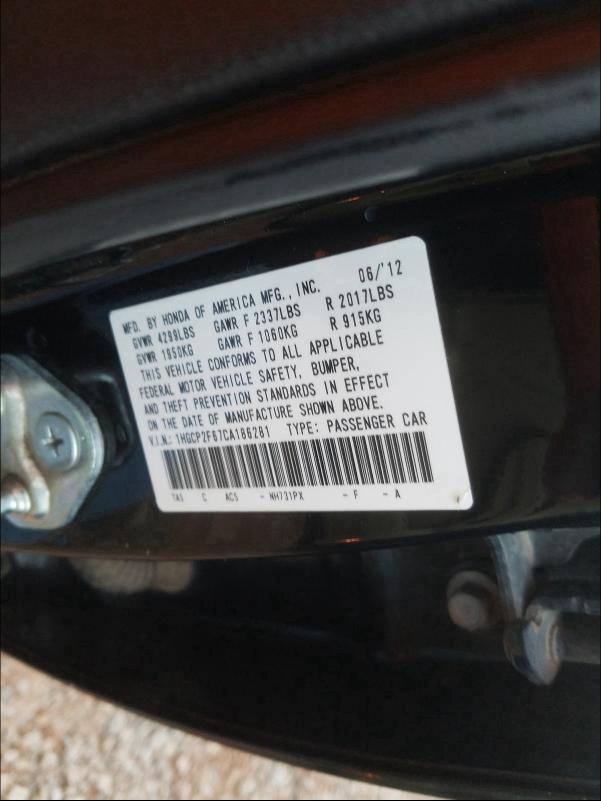 Photo 9 VIN: 1HGCP2F67CA186281 - HONDA ACCORD SE 