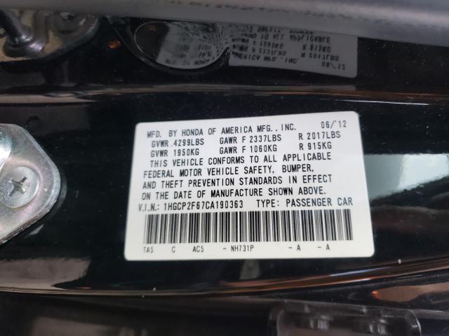 Photo 9 VIN: 1HGCP2F67CA190363 - HONDA ACCORD SDN 