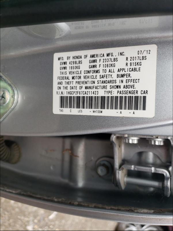 Photo 9 VIN: 1HGCP2F67CA211423 - HONDA ACCORD SE 