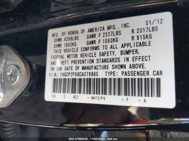 Photo 8 VIN: 1HGCP2F68CA079885 - HONDA ACCORD 