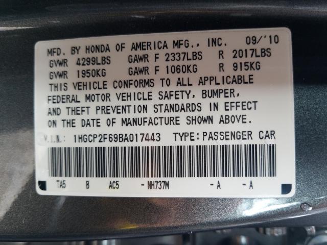 Photo 9 VIN: 1HGCP2F69BA017443 - HONDA ACCORD SE 