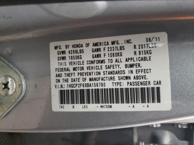 Photo 9 VIN: 1HGCP2F69BA156780 - HONDA ACCORD SE 