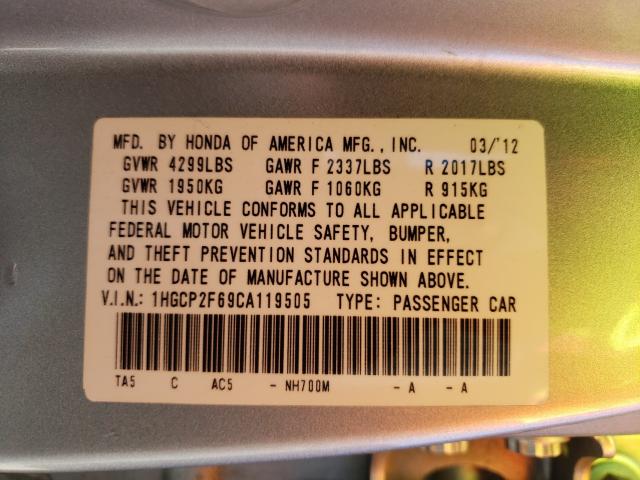 Photo 9 VIN: 1HGCP2F69CA119505 - HONDA ACCORD SE 