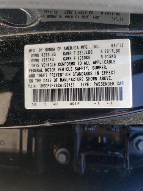 Photo 9 VIN: 1HGCP2F69CA153461 - HONDA ACCORD SE 