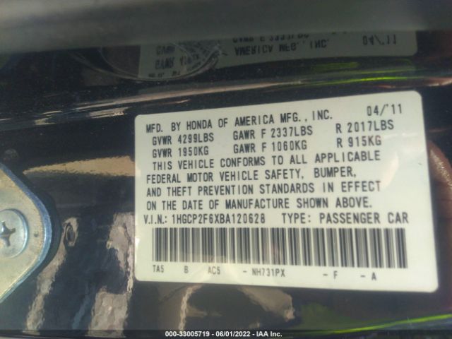 Photo 8 VIN: 1HGCP2F6XBA120628 - HONDA ACCORD SDN 