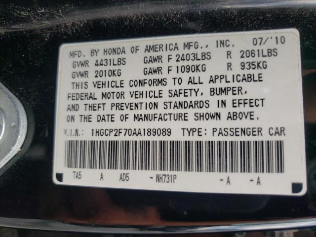 Photo 9 VIN: 1HGCP2F70AA189089 - HONDA ACCORD EX 