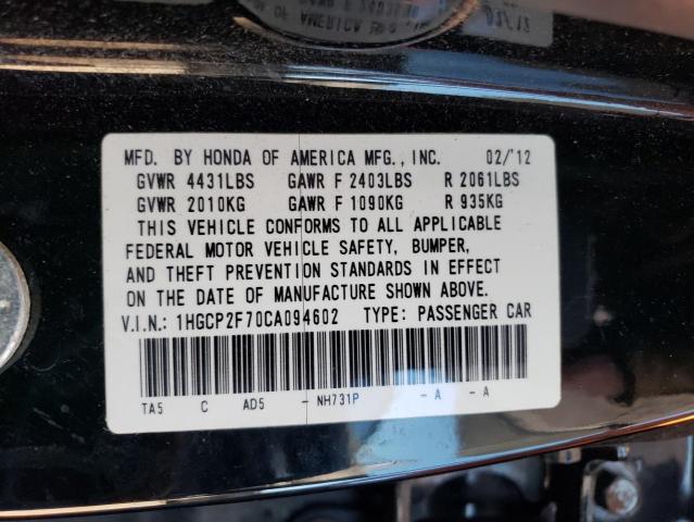 Photo 11 VIN: 1HGCP2F70CA094602 - HONDA ACCORD EX 