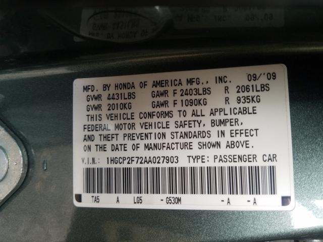 Photo 9 VIN: 1HGCP2F72AA027903 - HONDA ACCORD EX 