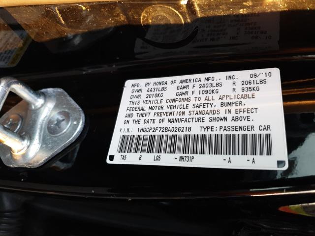 Photo 9 VIN: 1HGCP2F72BA026218 - HONDA ACCORD EX 