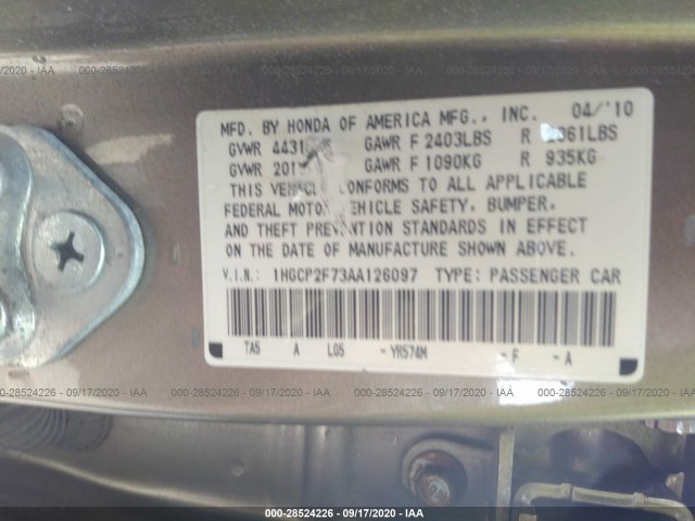 Photo 8 VIN: 1HGCP2F73AA126097 - HONDA ACCORD SDN 