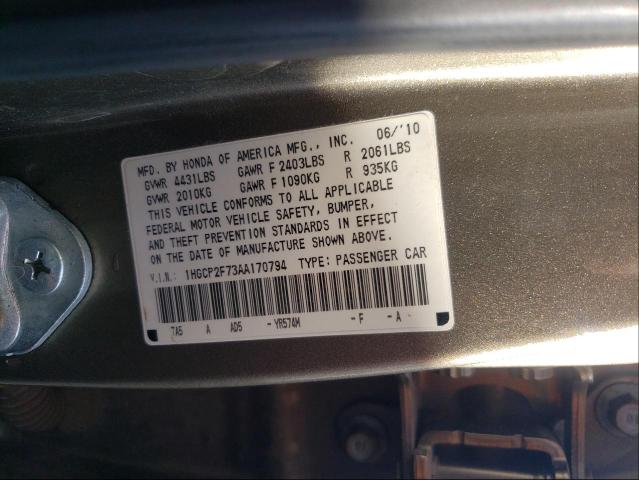 Photo 9 VIN: 1HGCP2F73AA170794 - HONDA ACCORD EX 