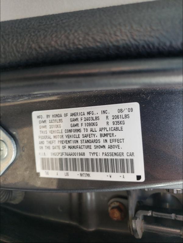 Photo 9 VIN: 1HGCP2F74AA001948 - HONDA ACCORD EX 