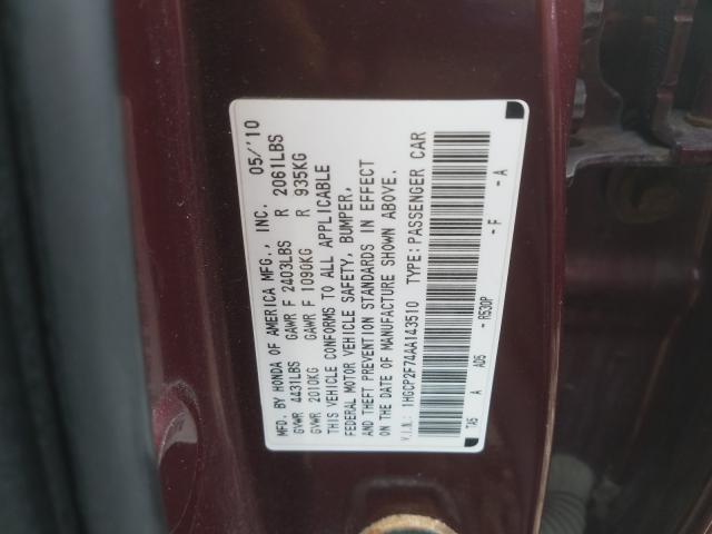 Photo 9 VIN: 1HGCP2F74AA143510 - HONDA ACCORD EX 