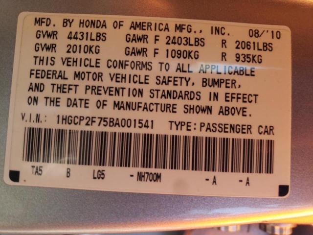 Photo 9 VIN: 1HGCP2F75BA001541 - HONDA ACCORD EX 