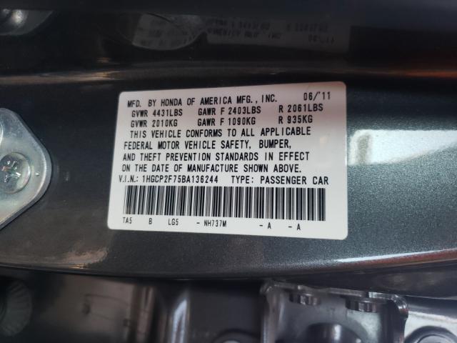 Photo 9 VIN: 1HGCP2F75BA136244 - HONDA ACCORD EX 