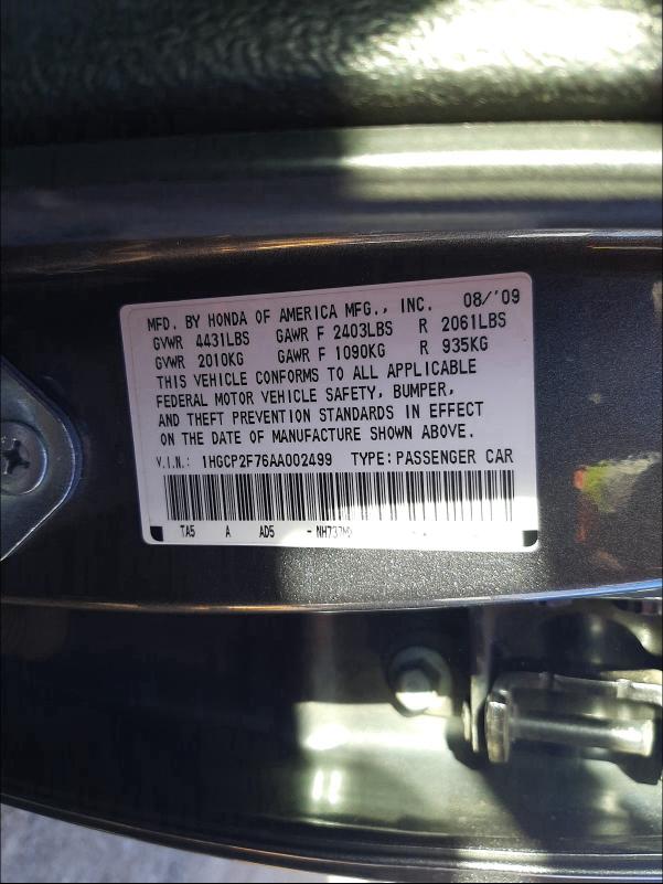 Photo 9 VIN: 1HGCP2F76AA002499 - HONDA ACCORD 