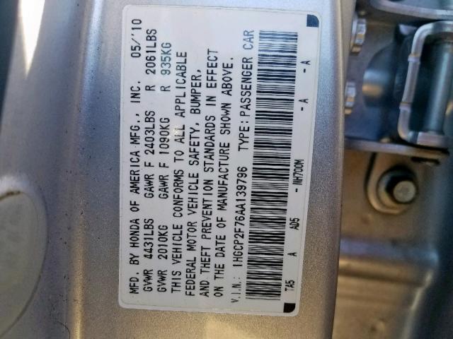 Photo 9 VIN: 1HGCP2F76AA139796 - HONDA ACCORD EX 