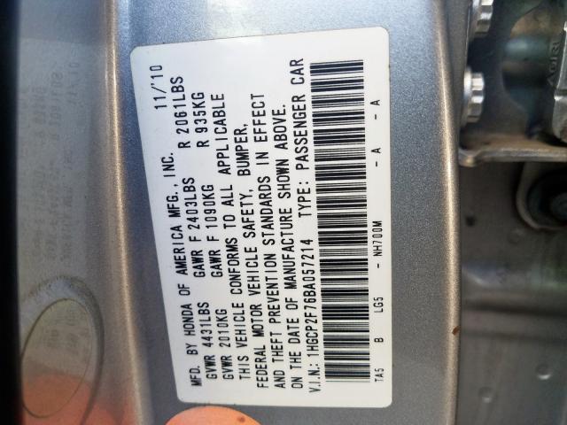 Photo 9 VIN: 1HGCP2F76BA057214 - HONDA ACCORD EX 