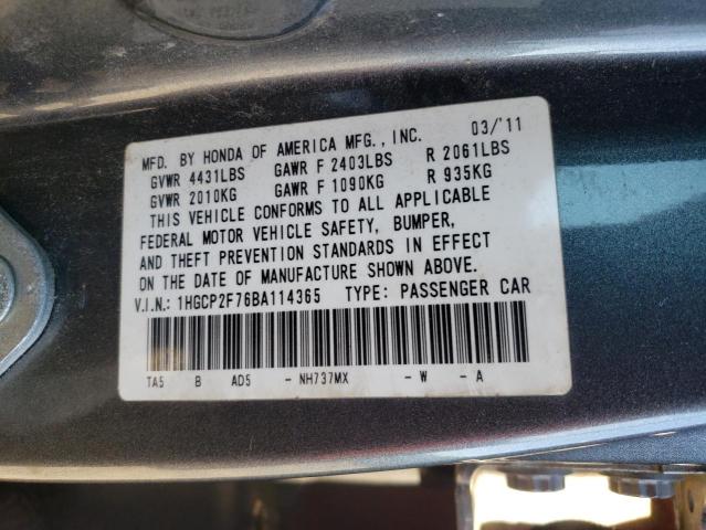 Photo 12 VIN: 1HGCP2F76BA114365 - HONDA ACCORD 